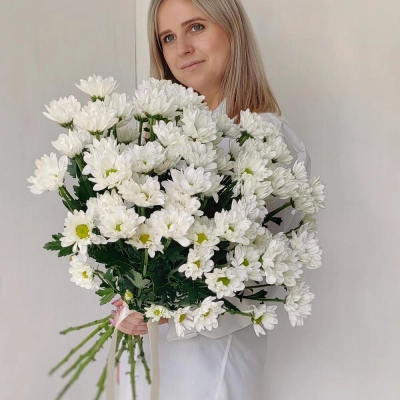Букет «Ромашка» — свежесть белых хризантем в деревенском стиле Арзамас Нижегородская область
