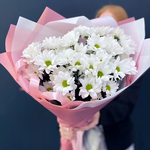 Букет «Розовое счастье» – нежность белых хризантем Арзамас Нижегородская область