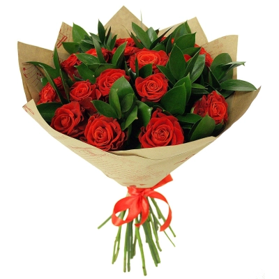 Букет «Фейерверк чувств» – 15 красных эквадорских роз для ярких признаний Арзамас Нижегородская область