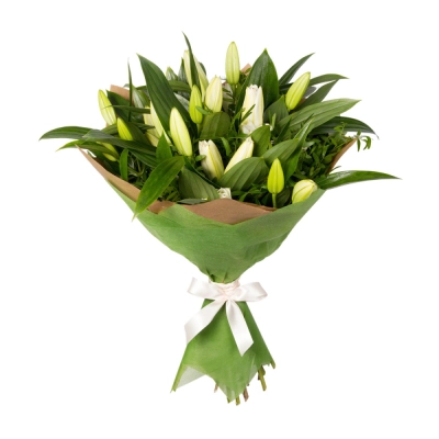 Нежный букет из лилий с фисташкой – элегантность в каждой детали Арзамас Нижегородская область