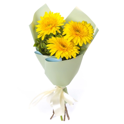 Яркий букет из 3 жёлтых гербер – частичка солнечного света Арзамас Нижегородская область