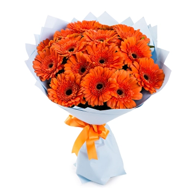 Яркий букет из 15 оранжевых гербер – как кусочек солнца в ваших руках Арзамас Нижегородская область