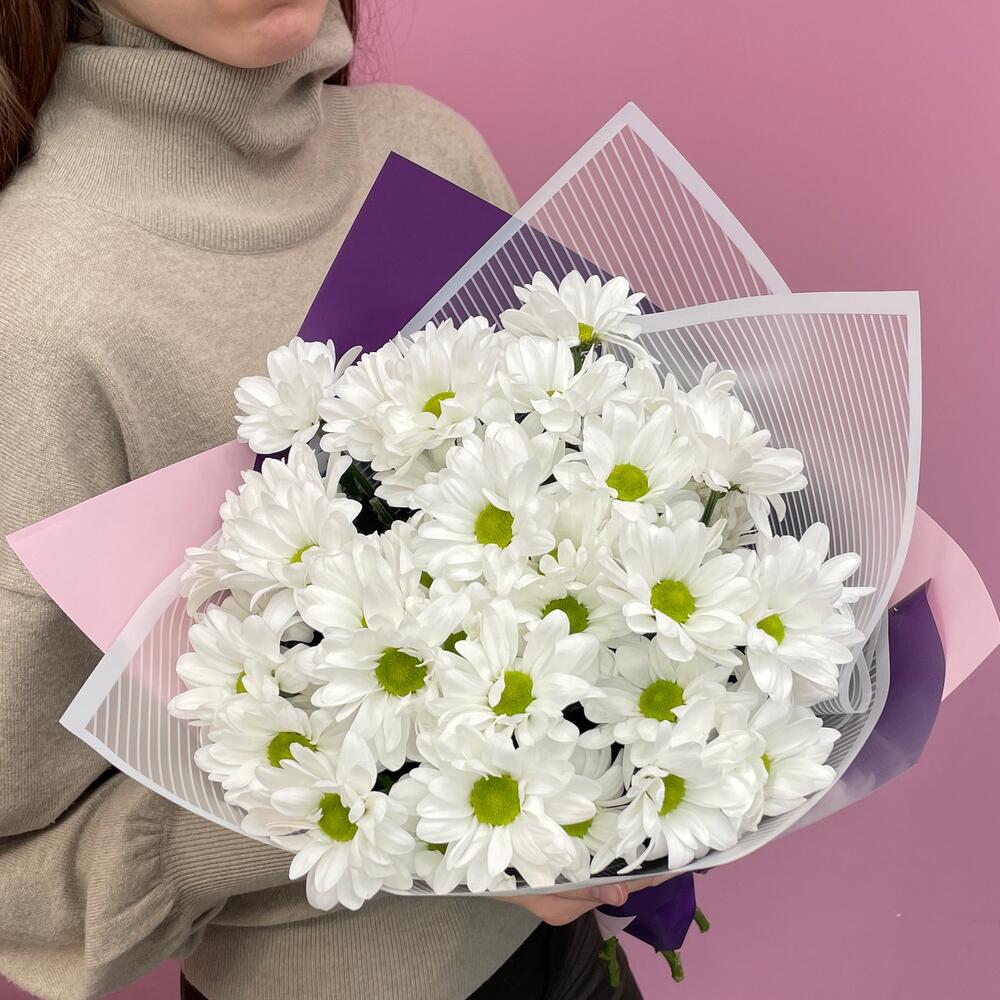 Букет «Весеннее настроение» – свежесть белых хризантем Арзамас Нижегородская область